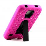 Wholesale Samsung Galaxy S5 Diamond Armor Hybrid Case w Stand (Black Hot Pink)